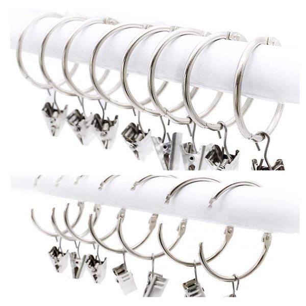 

other home decor 25 pack curtain ring wiht clips, metal decorative drapery window hooks with strong clip rustproof, easy open and cl