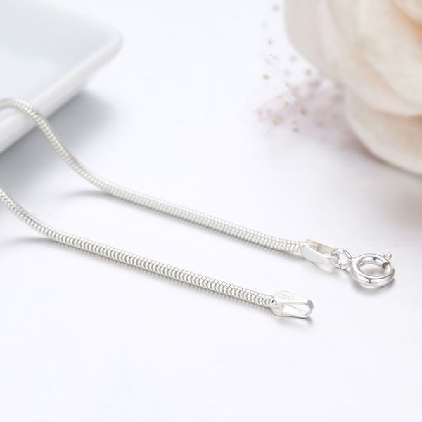 

40cm-90cm real solid pure 925 sterling silver round snake chain necklace women girls men jewelry 16"-36" erkek kolye ketting q0531