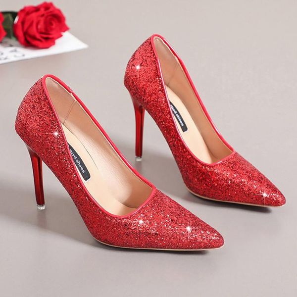 

dress shoes 2021 designer women high heel wedding bride red ladies heels pointed toe pumps for woman 10cm, Black