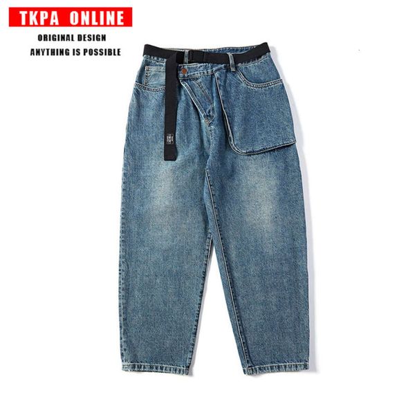 

tkpa ins wash plus size ground white men's and women's trendy overalls hip hop baggy jeans, Black