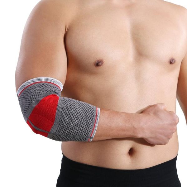 

elbow & knee pads 1pcs compression silica gel sports brace safety sleeve for volleyball tennis protection, Black;gray
