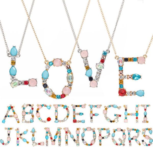 

pendant necklaces multicolor fashion charm gold 26 alphabet necklace micro pave zircon initial letter jewelry gift, Silver