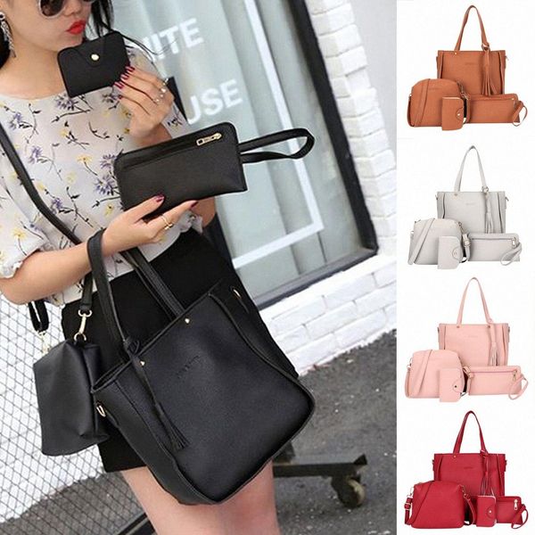 

affordable woman bag 2019 new fashion four piece shoulder bag messenger wallet handbag dropshipping 20 m1hb#, Red;black
