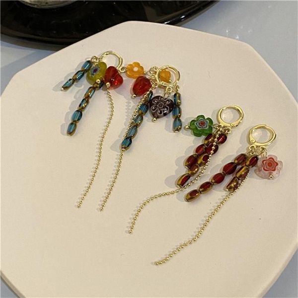 

stud contrast colored glaze flower earrings korean design high-quality temperament vintage wild love female, Golden;silver
