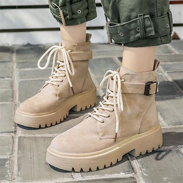 

boots autumn winter high platform ankle women thick sole shoes sneakers waterproof booties female y784, Black