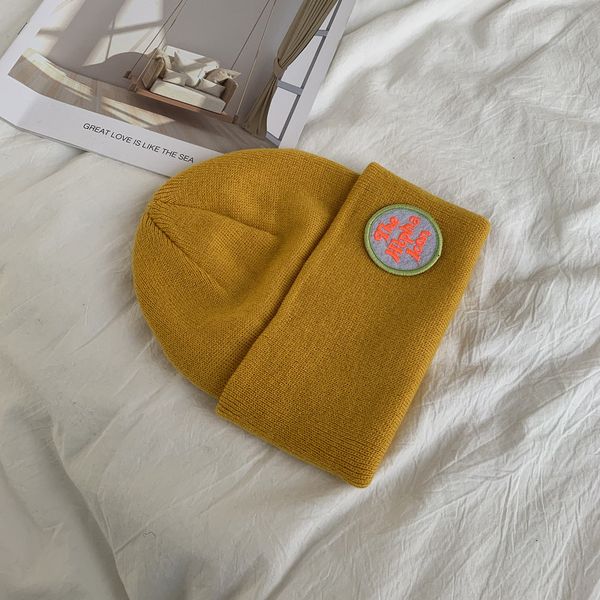 

snail crawling home/college letter label knitted woolen cap womens autumn and winter korean style couple warm melon peel beanie hat, Blue;gray