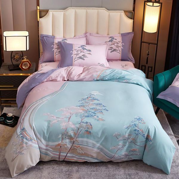 

bedding sets 100% cotton set pastoral flower printed 4pcs twin full  king duvet cover bed sheet comforters