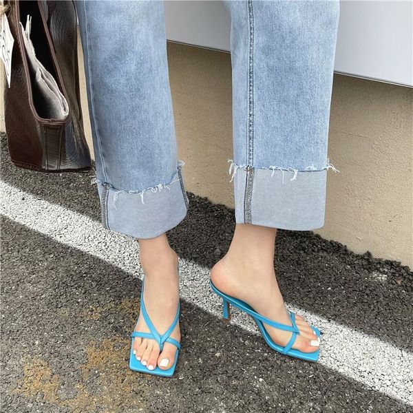 

sandals women low heel flip flops casual slip on shoes for women blue slippers outdoor flip flops slippers chaussure ete femme, Black
