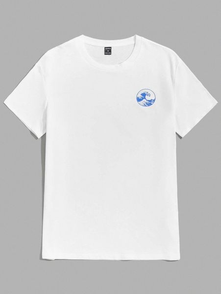 

men wave print tee c2sz#, White;black