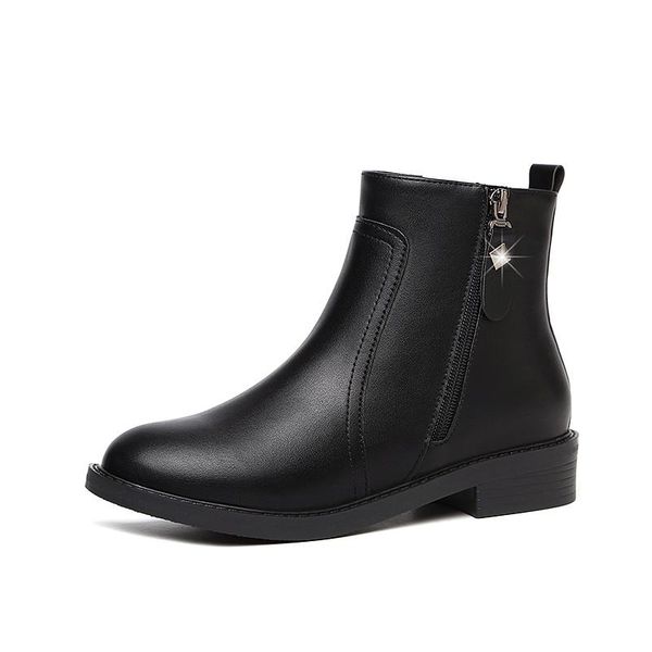 

boots large size women's casual business formal dress winter shoes pointed toe cow leather black ankle boot bottes femme bota