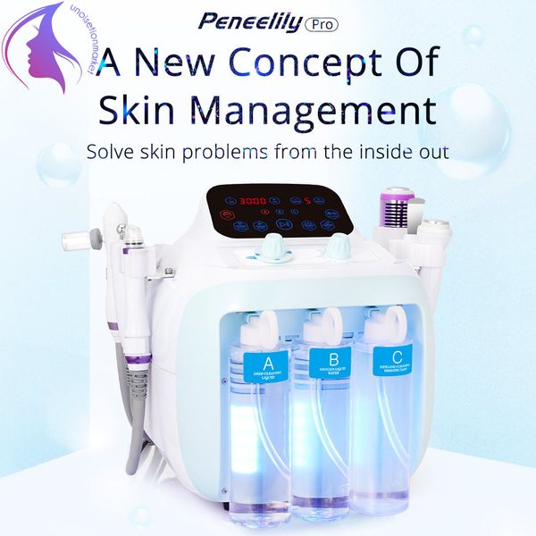 

peneelily water oxygen jet peel machine pro flawless cleanse vibrating facial cleanser ultrasonic bio skin scrubber beauty spa use, Black;white