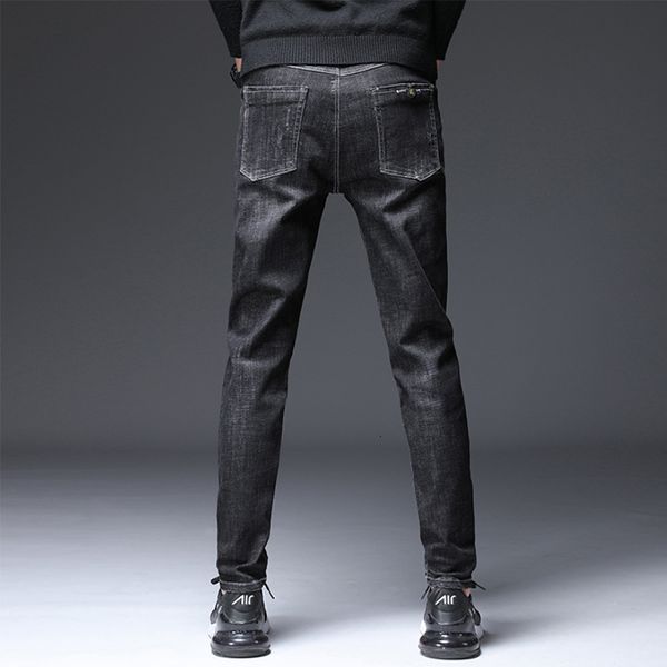 

men's jeans design 2021 winter warm jeans men's waist elastic pants tight informal menswear brand 28-38, Blue