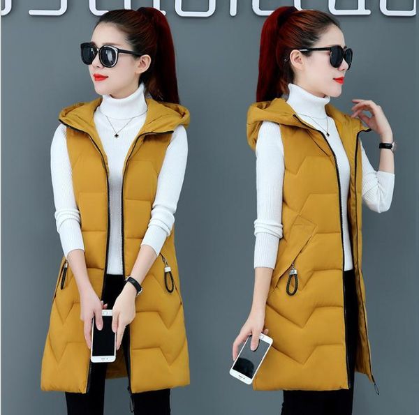

women's vests spring autumn winter women vest cotton padded waistcoat plus size long section slim fit coat student clothing j3374, Black;white