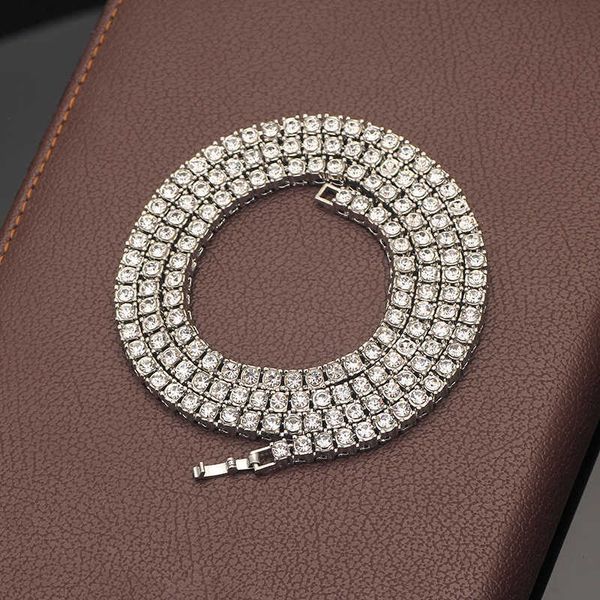 

iced out tennis bracelet necklace men tennis chain fashion hip-hop jewelry women 16/18/20/24/30inch choker chain gift x0509, Black