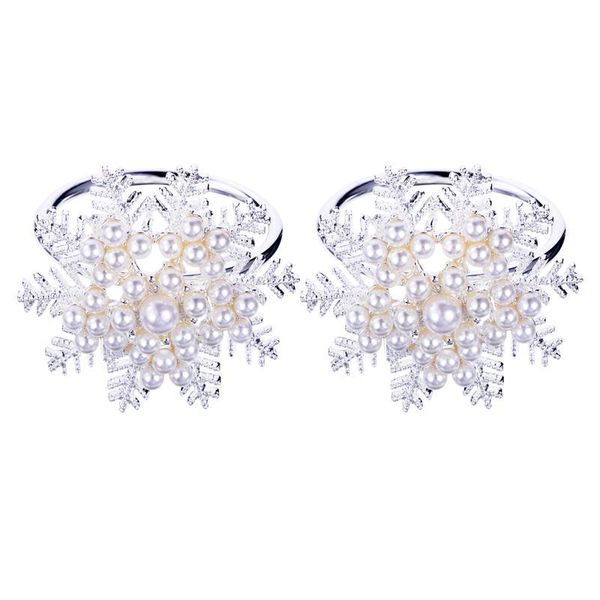 

napkin rings 2pcs christmas snowflake shaped ring pearl buckles holder