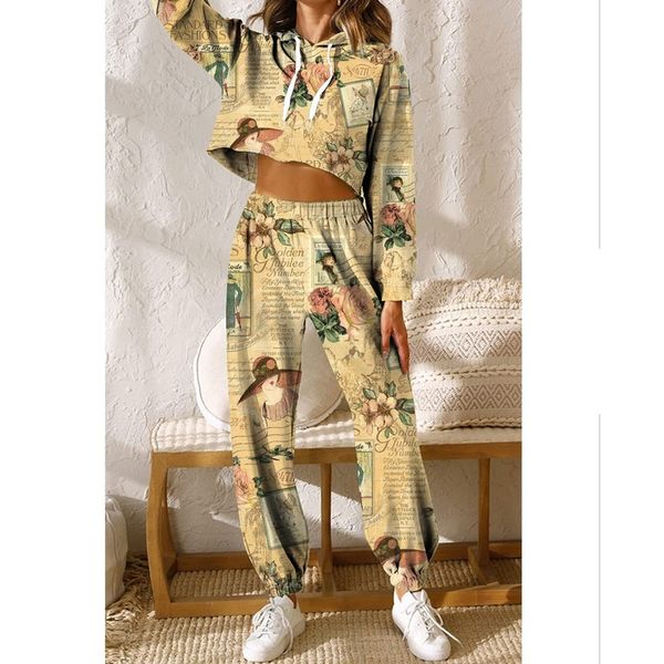 

khaki pattern women's pants fall/winter women's sportswear thickened fleece cotton jacket 2-piece sweatshirt and pants hoodie set, White