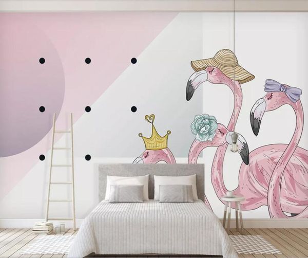 

wallpapers customized 3d mural wallpaper simple flamingo background decorative painting