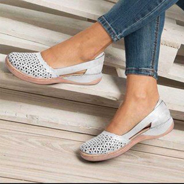 

summer sandals spoon flat solid sewing hollow out platform female casual comfortable women shoes, Black