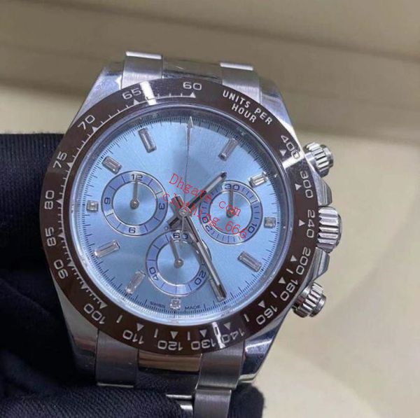 

luxury mens watches ice blue dial m116506 40mm diamond sapphire glass mechanical automatic silver stainless steel bracelet watch with box wa, Slivery;brown