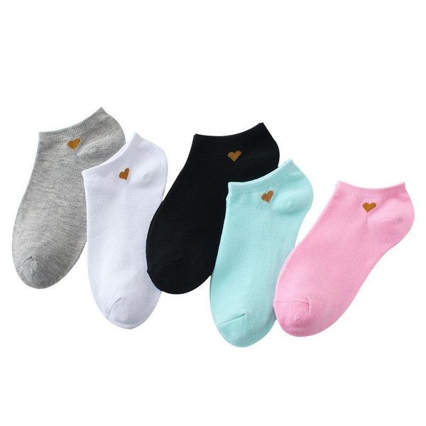 

summer socks women's korean version candy color love women's ship socks cotton shallow mouth non slip women's sh jlldaw, Black