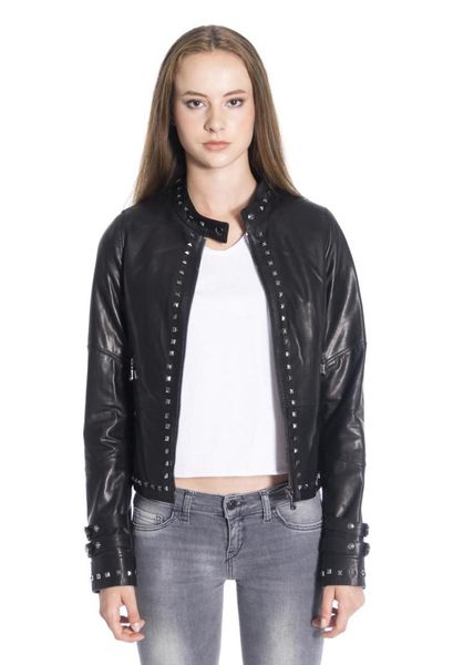 

women's leather & faux women jacket genuine real coat lambskin female black