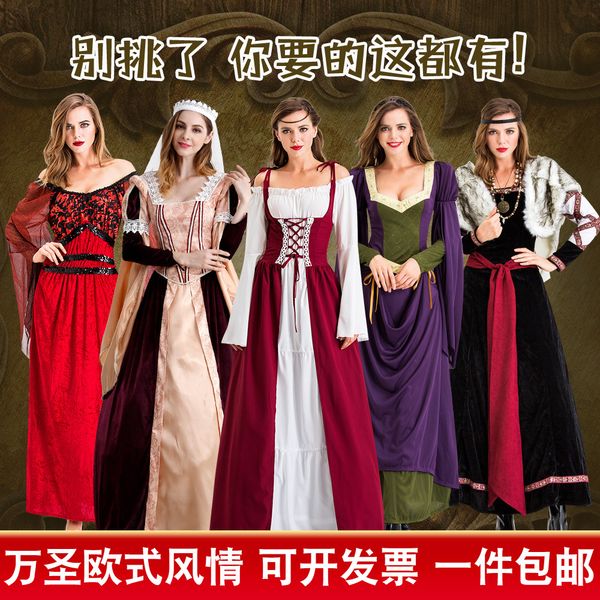 

halloween cosplay european court s costume queen princs stage, Black;red
