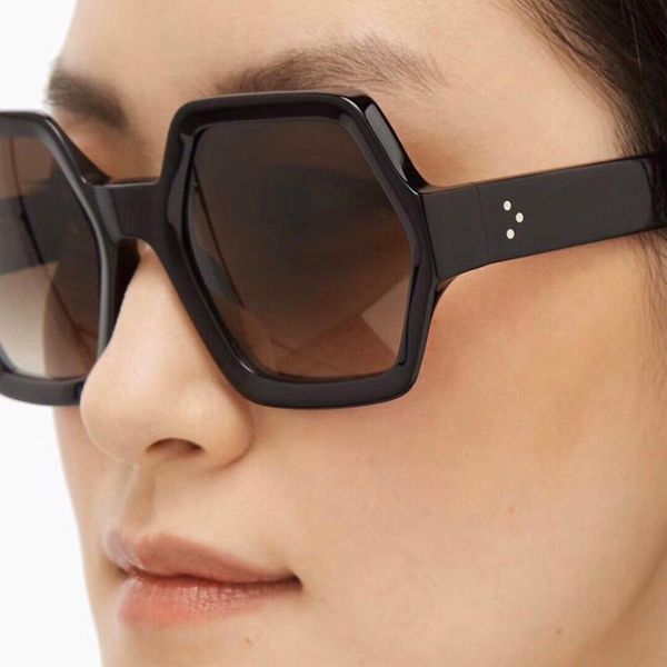 

outdoor eyewear hexagon frame sunglasses women fashion style grey lens lady