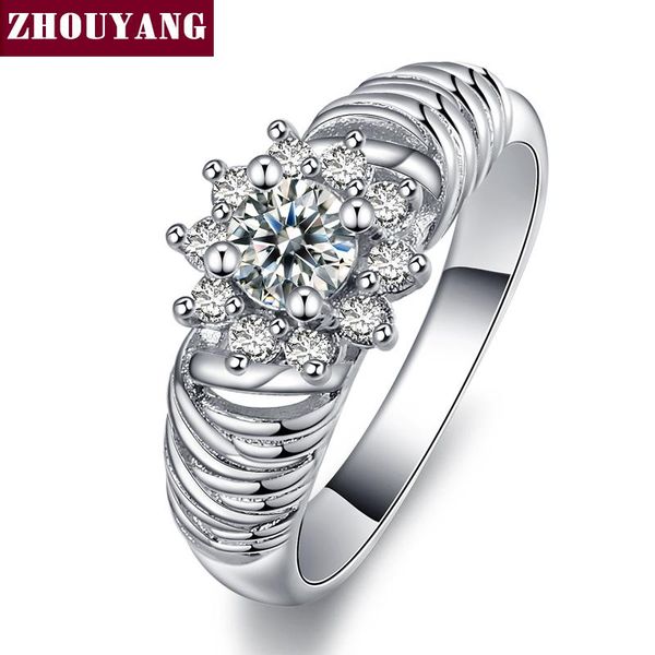 

wedding rings silver color bijoux snow flower fashion & engagement ring made with cubic zirconia jewelry for women zyr513, Slivery;golden