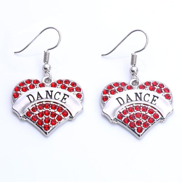 

hoop & huggie arrival selling fashion rhodium plated earring with sparkling crystals dance heart pendant drop, Golden;silver