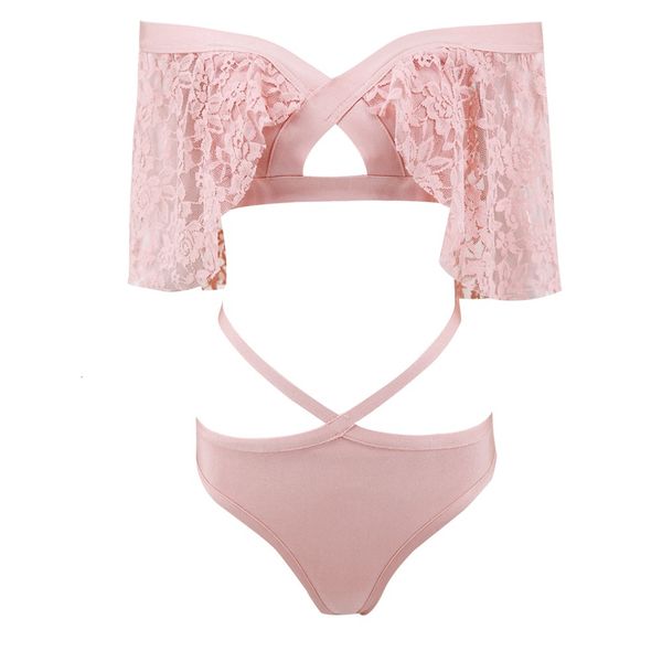 

a pink black lace bandage swimsuit bodysuit women swim wear beach for presents sell 4i9x, Gray