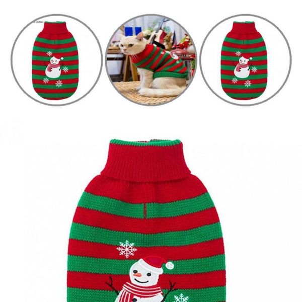 

cat costumes elastic durable pet cats knitted costume soft texture shirt snowman pattern for winter