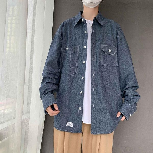 

men's jackets men oversized denim shirts fashion oversize long sleeves dress shirt for male man clothing casual jacket, Black;brown