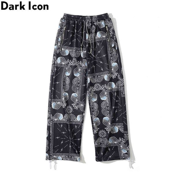 

bandana men's jogging pants elastic waist loose pants man 210603, Black
