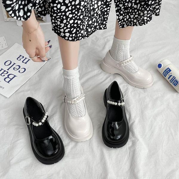 

dress shoes miyeda women's mary janes buckle strap lolita style shallow plus size ladies loafers vintage casual lovely female, Black