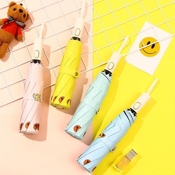 

umbrellas style child sweet three folding umbrella sun protection student cartoon 8k paraso automatic amour parapluie