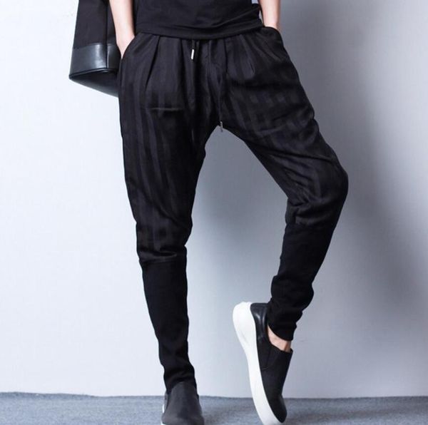 

large size korean version elastic waist haren pants casual personality all-match black men's trousers/m-3xl