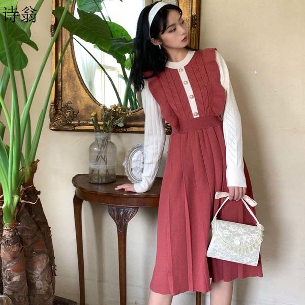 

2021 winter sweet female sweater shreds midi crochet women's long dress play dw9v, Black;gray