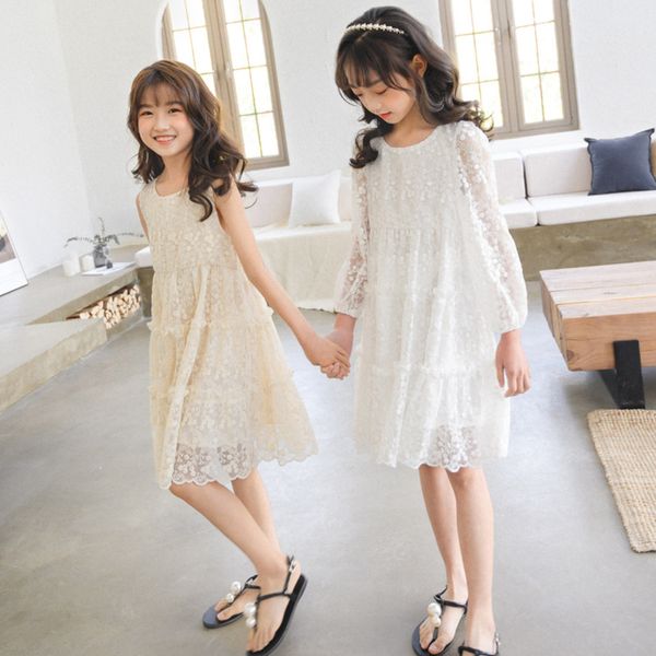 

children's lace white evening cotton princess dress, girls aged 6, 8, 10, 12 and 14, spring / summer 2020, Red;yellow