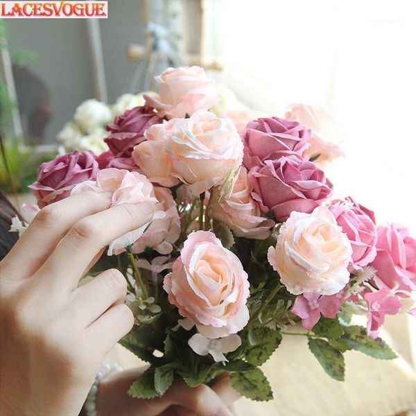 

european rose bouquet artificial flower home decor wedding holding road wall flowers decorative & wreaths1