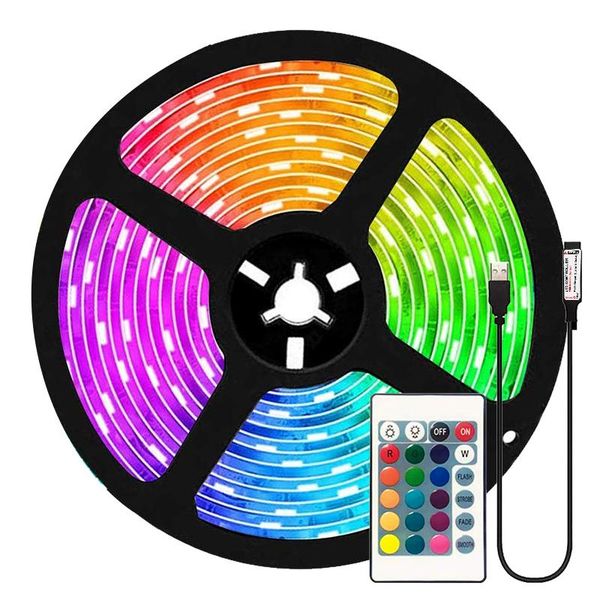 

strips 24key remote control led strip lights 16colors color changing adjustable brightness&speed light home