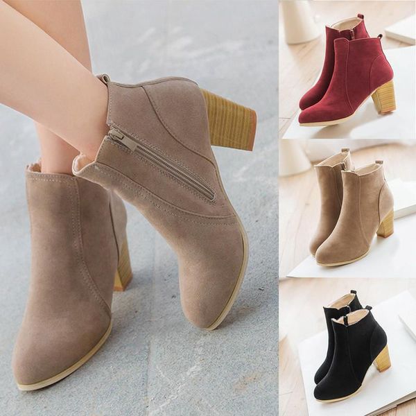 

boots women flock ankle autumn winter boot ladies party western stretch fabric for, Black