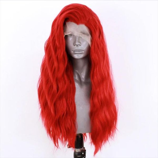 

synthetic wigs long wavy high temperature fiber hair lace front wig natural hairline red cosplay glueless for women, Black