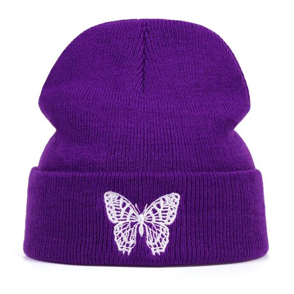 

cycling caps & masks butterfly embroidery beanie hat winter hats women men solid autumn beanies knitted skullcap hip hop wool, Black
