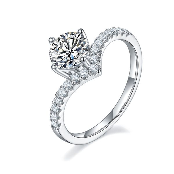 S925 Sterling 1ct Moissanite Hochzeit Big Silver S für Frauen Diamant Ring Feinschmuck M0004