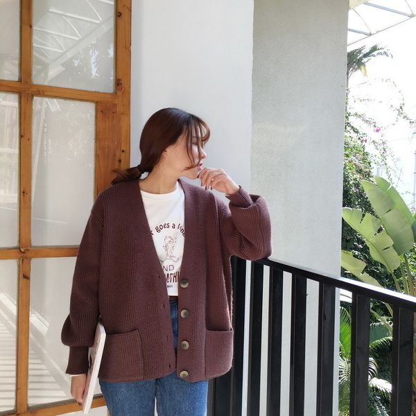 

women's sweaters thick knitted jacket korean style lazy loose autumn and winter new twist cardigan qm* h3ct, White;black