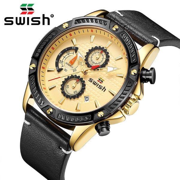 

wristwatches swish business men watches waterproof military chronograph sport quartz wrist watch clock reloj hombre 2021, Slivery;brown