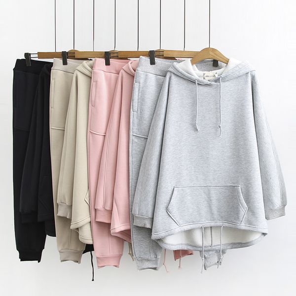 

women's two piece pants plus size women's autumn and winter clothes, korean version of the slim casual sports plus velvet sweater, White