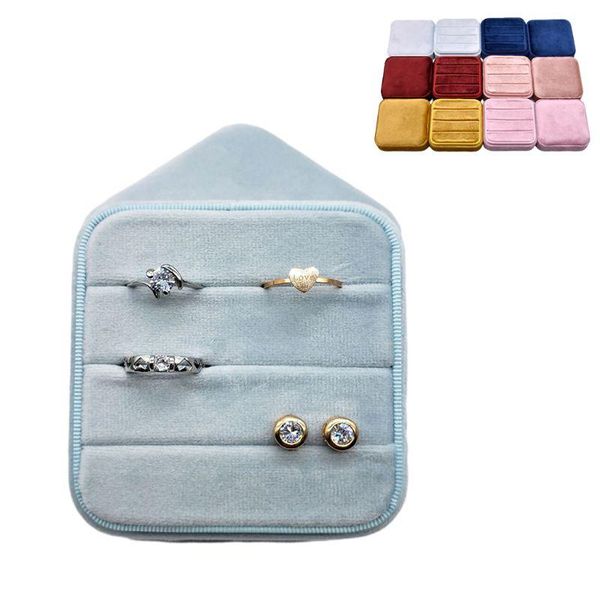 

jewelry pouches, bags velvet ring box,square vintage wedding ceremony box with detachable lid, engagement holder,valentine's day, Pink;blue