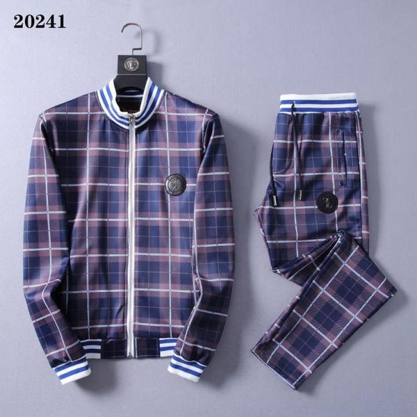 

men's tracksuits sportswear winter cardigan set men 2021 business casual zipper cotton lattice embroidery -4xl, Gray