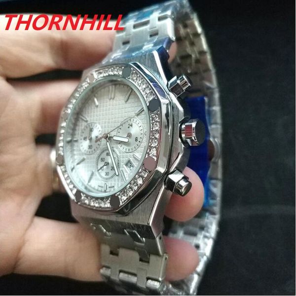 Alle Hilfszifferblätter funktionieren. Herrenuhr, 42 mm, Edelstahl-Armbanduhren. Berühmte 30 Meter wasserdichte Lusso-Business-Armbanduhr, luxuriöse Mode-Kristalldiamanten-Herrenuhren